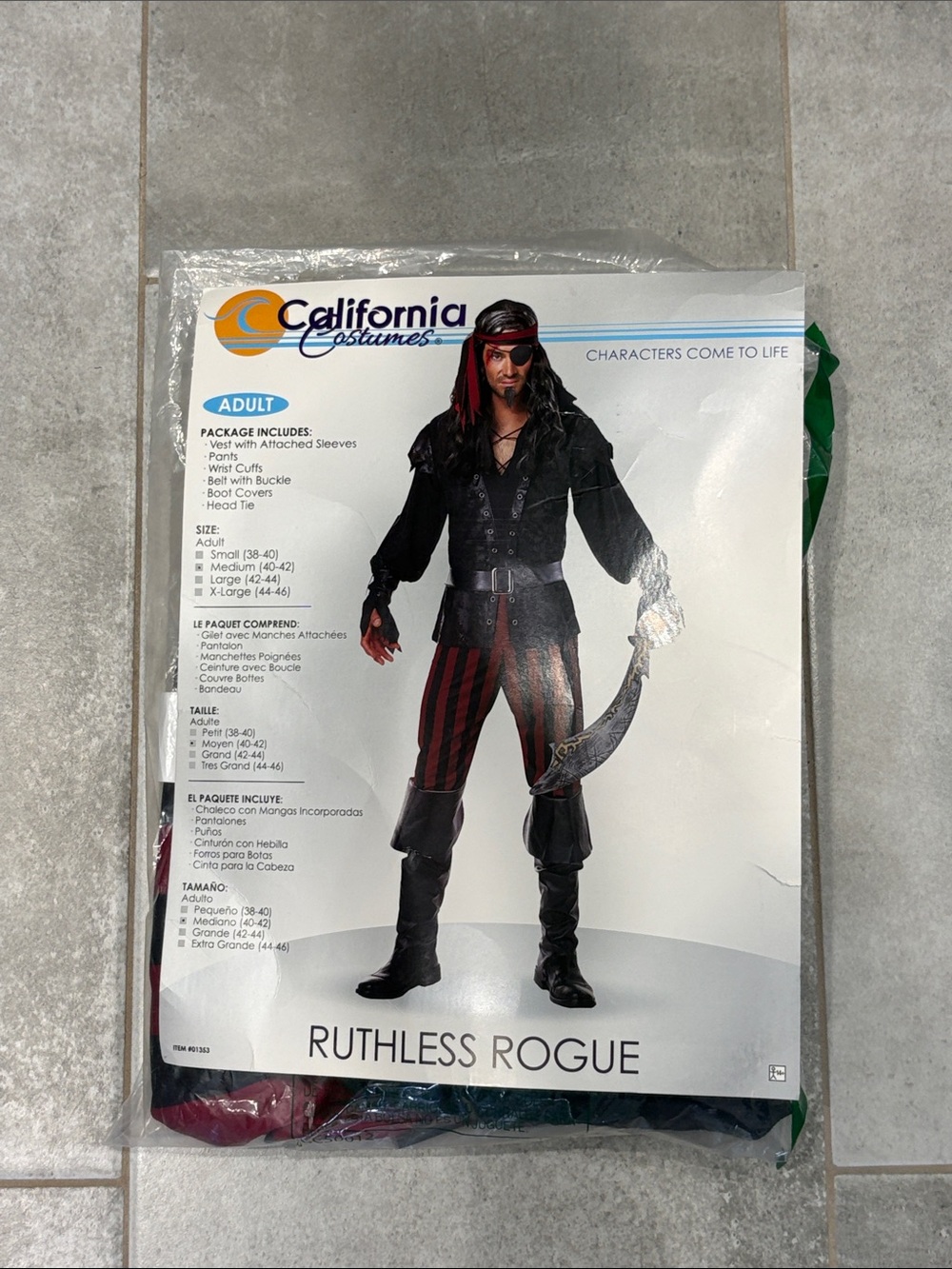 Men’s Pirate Costume - California Costumes Size M (40-42)